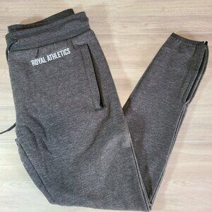 NWT Royal Athletics Grey Fleece Joggers | Zip Ankles Size Small Sweatpants
